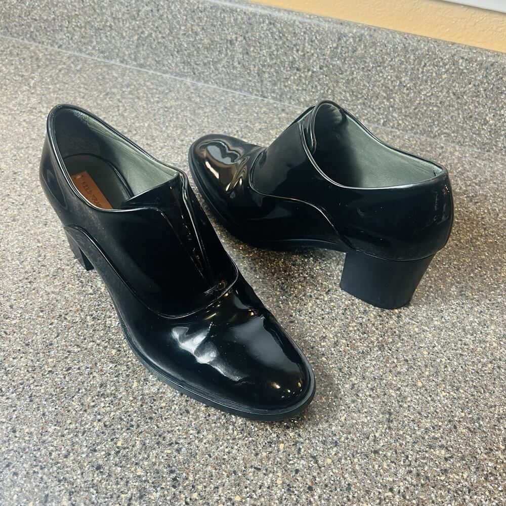 Reed Krakoff Womens EU 38.5 US 8 Black Patent Leather Block Heel Pump Made Italy